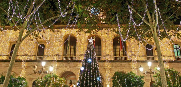 Christmas lights Seville city hall